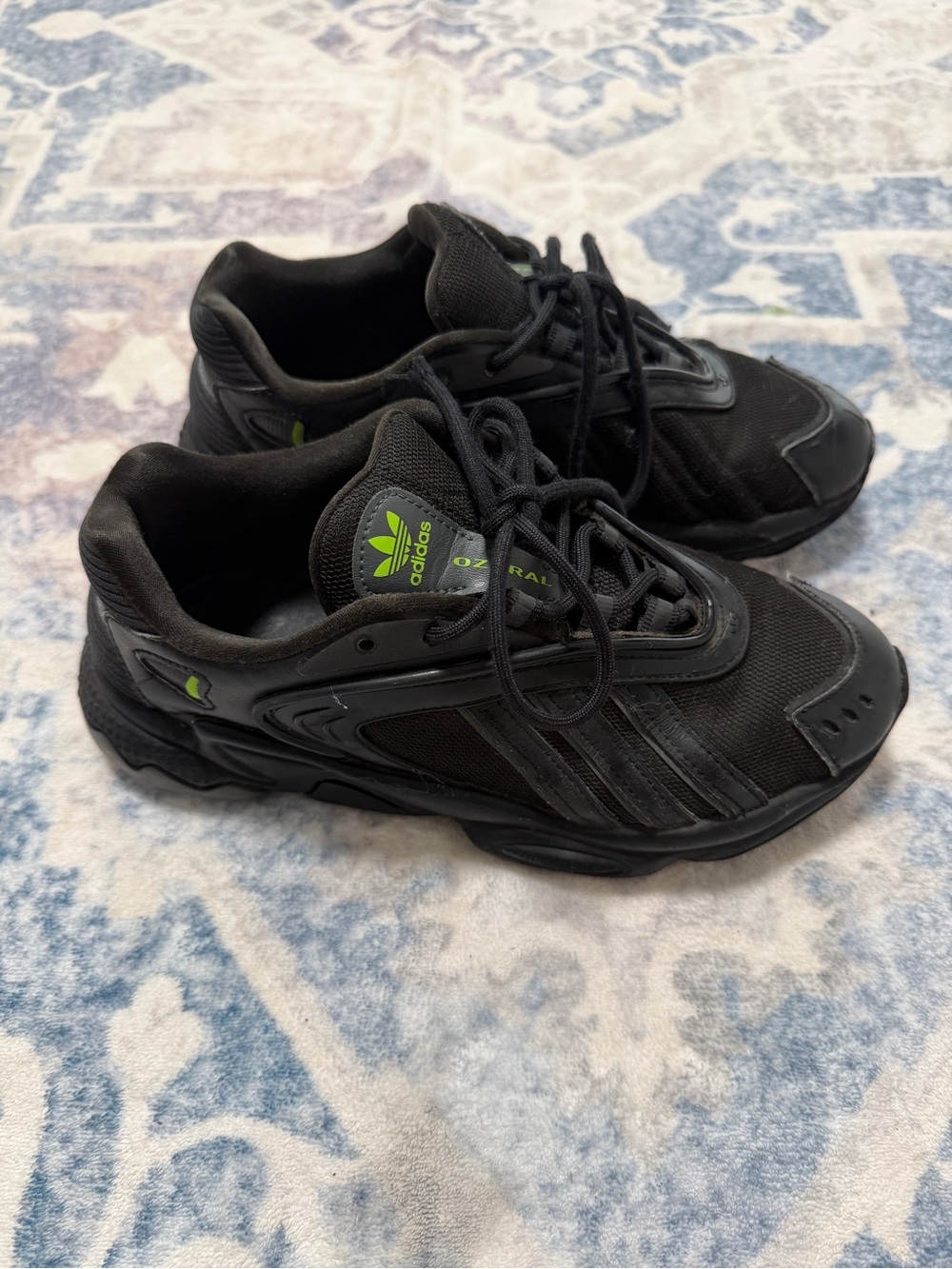 adidas Kids Black Sneakers with Neon Green Logo
